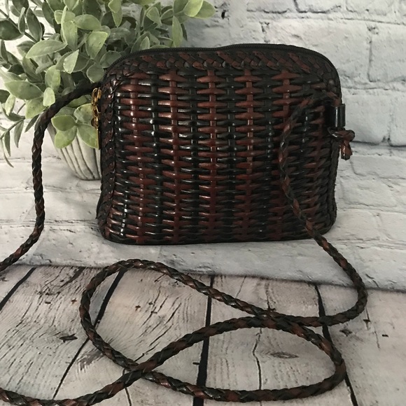 CEM Handbags - CEM  vintage brown leather woven crossbody purse